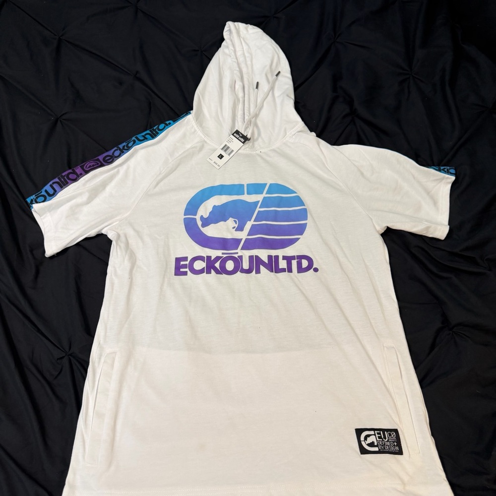 Ecko Unlimited White and Purple Short Sleeve Tee